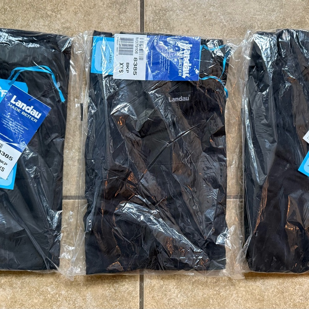 3-Pack Landau Classic Fit Black Scrub Pants Medical Uniform 8385 Size XXS New